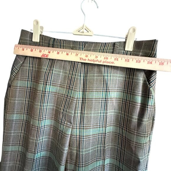 Beatrice B Plaid Flat Front Wide Leg Pants Women's Multicolor Office Business - Picture 10 of 13